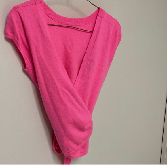 J Crew Pink cashmere wrap open back sweater - Picture 3 of 6